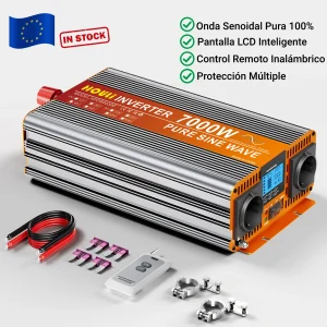 Inverter HOULI a Onda Sinusoidale Pura 12V 220V, Convertitore di Frequenza Solare 24V a 220V 3000W-7000W con Doppie Prese Europee per Auto