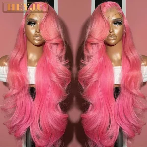 Parrucche anteriori in pizzo rosa Onda del corpo dei capelli umani 13×6 Parrucca frontale in pizzo HD Parrucche brasiliane colorate per capelli umani Parrucche a onde sciolte 100% 13×4