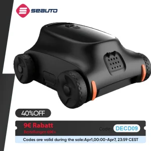 L’aspirapolvere per piscina Seauto SAT10 dura 180 minuti, potente motore brushless da 180 W, potente aspirazione 45000 Pa per piscine fuori/interrate