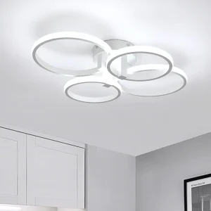 Plafoniera moderna a LED, lampada da soffitto rotonda 5400LM 48W, plafoniera bianca in metallo acrilico per soggiorno, luce bianca fredda 6500K