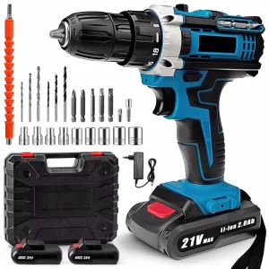 Cacciavite a batteria a impatto 21V Trapani ad alta velocità da 1600 giri/min con trapani multipli Utensili elettrici per trapano a doppia batteria ricaricabile