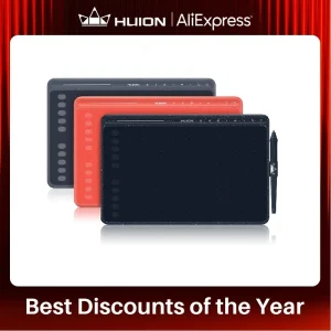 HUION HS611 Tavoletta grafica digitale da disegno 266PPS Tavoletta grafica con tasti multimediali Tre colori per PC Android