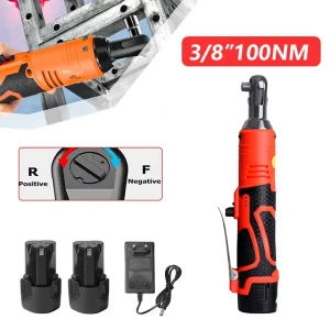 Chiave a cricchetto a batteria 3/8 ”cacciavite elettrico ricaricabile per la rimozione del dado a vite strumenti per la riparazione dell’auto chiave a cricchetto ad angolo retto