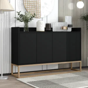 Comanlai Credenza moderna in stile minimalista, buffet a 4 ante senza maniglie per sala da pranzo, soggiorno, cucina