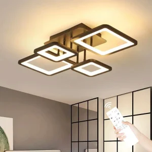 Plafoniera moderna a LED, plafoniera dimmerabile da 54 W con telecomando 3000 K-6500 K, lampada da soffitto dal design rettangolare creativo