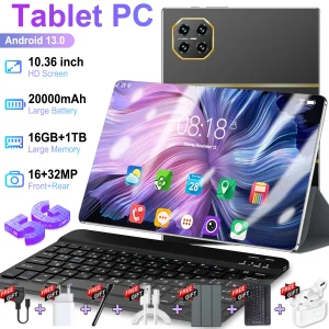 Tablet 5G 2026 Nuova Versione Globale 10.36 Pollici Android 16GB RAM 1TB ROM Android 13.0 Dual SIM 10 Core Bluetooth Tablet PC Rete GPS WPS Office