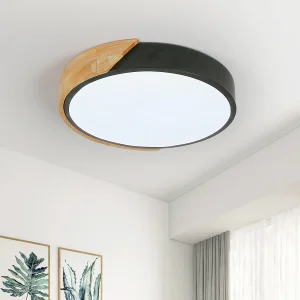 Plafoniera a LED da 24 W Illuminazione da soffitto moderna rotonda in legno per interni Luce bianca 6500K per bagno, soggiorno