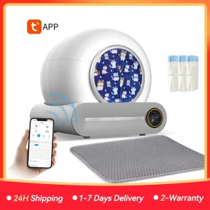 Lettiera per Gatti Autopulente MJDZSW 65L, Toilette Automatica per Gatti con Controllo App, Vassoio Extra Large, Arenero Gato, Stock UE