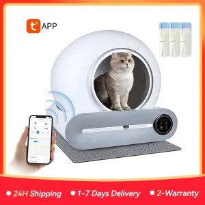 MJDZSW Lettiera Automatica Intelligente per Gatti 65L Extra Large Autopulente con Controllo App Vassoio Lettiera per Gatti Litière Auto Nettoyante