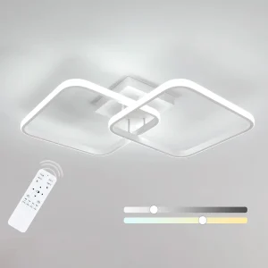 Plafoniera dimmerabile, lampada da soffitto telecomandata 3000K-6500K, plafoniera quadrata moderna a LED per soggiorno camera da letto