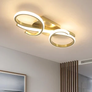 Plafoniera moderna, plafoniera lampadario dorato 36W, lampada da soffitto a LED in acrilico a luce bianca calda 3000K per camera da letto