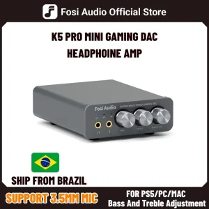 Fosi Audio K5 PRO DAC USB da gioco con amplificatore per cuffie e microfono, mini DAC audio da tavolo per PS5 e PC