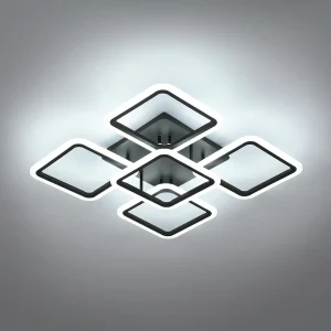 Plafoniera regolabile a soffitto a LED, lampada da soffitto quadrata nera Funzione di memoria bianco freddo 6500K per soggiorno, camera da letto, sala da pranzo