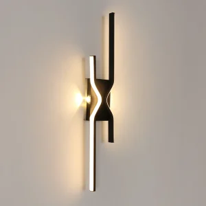 Lampada da parete per interni a LED Lampada da parete da 25 W Lampada da parete moderna a LED nera per camera da letto Soggiorno Corridoio Scala Vanity, 3000 K W