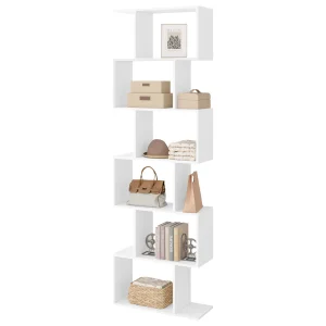WOLTU Libreria Libreria a forma di S con 6 livelli 60×189.5×24 cm Scaffale portaoggetti in piedi Divisorio per soggiorno Camera da letto Ufficio