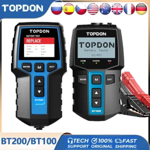 TOPDON BT200/BT100 Tester batteria Strumenti di test di avviamento di ricarica per auto 24V/12V Monitor batteria diagnostica automobilistica 100-2000CCA