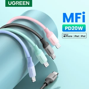 Cavo UGREEN MFi in Silicone da USB C a Lightning 20W PD per iPhone 14 13 12 Pro Max ricarica rapida per cavo di tipo C del telefono