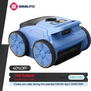 Aspirapolvere per piscina Seauto SAT20 150 minuti di funzionamento fino a 2000 piedi quadrati, aspirazione potente da 45.000 Pa, arrampicata a parete per piscina fuori terra