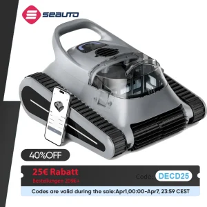 Aspirapolvere robotico per piscina Seauto, autonomia di 210 minuti, arrampicata su pareti, adatto per pareti e pavimenti di 2000 piedi quadrati