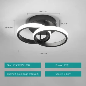 Piccoli plafoniere a LED, lampada da soffitto a doppio anello per camera da letto, soggiorno, sala da pranzo, bianco freddo o bianco caldo tra cui scegliere