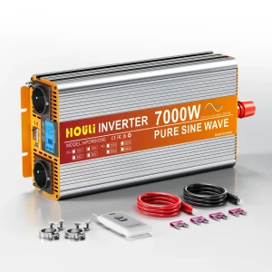 Inverter HOULI a Onda Sinusoidale Pura 12v 220v 24v Convertitore di Frequenza 7000W/6000W/5000W/4000W/3000W con 2 Prese EU per Elettrodomestici