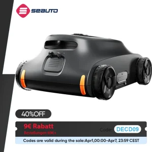 Aspirapolvere robotico per piscina Seauto 180 minuti che esegue fino a 2000 piedi quadrati per piscina fuori terra, motore brushless da 180 W, per piscine piatte a terra