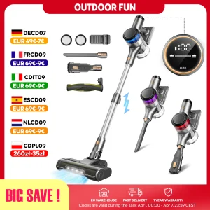 Inse S9X Aspirapolvere senza fili, 55 KPa, 55 min, contenitore per la polvere da 1 L, display luminoso della batteria, per peli di animali domestici, tappeti