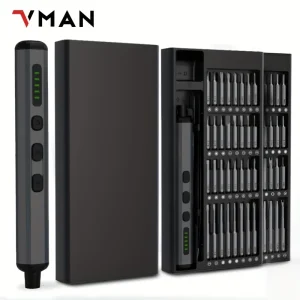 Mini cacciavite elettrico a batteria di precisione 68 in 1, punte magnetiche, strumenti di riparazione per PC e orologi con LED, 5 impostazioni di coppia, regalo da uomo