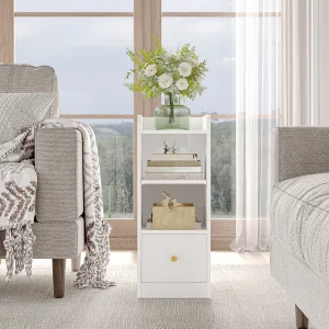 Set di 2 comodini con stazione di ricarica, connessione USB e Type C, 3 livelli di contenimento con 1 cassetto, nero