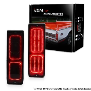 2 pezzi per camion Fleetside Chevy / GMC Pickup Blazer (Fleetside/Lato largo) Fanale posteriore per auto LED Imposta fanale posteriore rosso, lampade freno