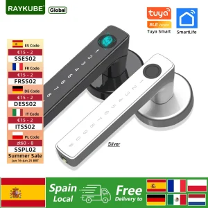 RAYKUBE M5 Tuya BLE Serratura elettronica intelligente per impronte digitali con password/chiave/scheda/APP Tuya sblocca consegna gratuita dalla Spagna