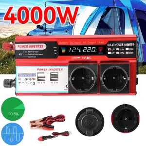 Trasformatore portatile da DC 12V a AC 220V 230V con 4 prese USB EU con Display a LED per viaggi e campeggio