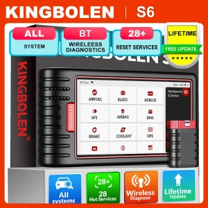 Scanner Kingbolen S6 OBD2, strumento diagnostico per auto con lettore di codici Bluetooth per tutti i sistemi, strumento di scansione SAS/BMS/TPMS per manutenzione Auto-VIN 28+
