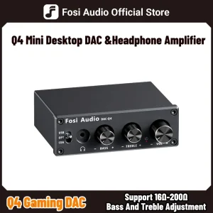 Fosi Audio Q4 Mini Stereo USB Gaming DAC e amplificatore per cuffie Adattatore convertitore audio per altoparlanti domestici/desktop alimentati/attivi