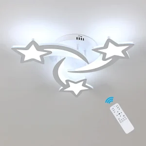 Plafoniera moderna a LED a forma di stella, lampada da soffitto a LED dimmerabile con telecomando, plafoniera per camera da letto
