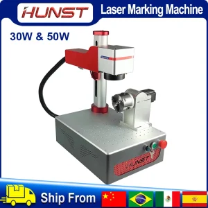 Hunst Mini Macchina per Marcatura Laser Portatile Pieghevole MAX 30W, Incisore a Fibra per DIY, Regali, Incisione su Metallo e Gioielli