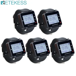 Retekess T128 Sistema di chiamata wireless 5 pezzi Orologio Ricevitore Ristorante Cercapersone Cameriere Chiamata 433,92 MHz Per Bar Caffetteria Servizio clienti