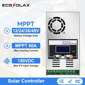 regolatore di carica mppt ECGSOLAX MPPT 60A regolatore di carica solare 12V 24V 36V 48V regolatore di pannello solare 60A regolatore di carica solare Max PV 150VDC Input regolatore di carica solare