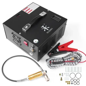 TUXING 300Bar PCP Compressore d’aria 110V/220V POMPA d’aria ad alta pressione a tensione regolabile con alimentatore 12VCar per serbatoio fucile PCP