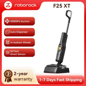 roborock F25 XT Aspirapolvere/liquidi, potenza di aspirazione di 20.000 Pa, ruote assistite da IA, senza grovigli, asciugatura ad aria calda a 90 °C, rilevamento dello sporco, con app e Wi-Fi