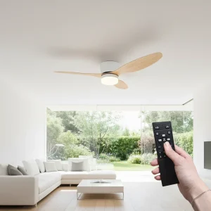 Ventilatore da soffitto LED ATOMANT con luce LED da 20W e pale in legno, diametro Ø107cm, luce CCT dimmerabile 2100LM, motore DC silenzioso e a basso consumo, 6 velocità, modalità Estate/Inverno,