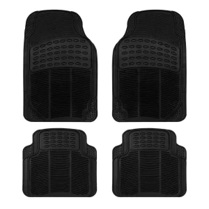 Tappetini per auto in gomma nera, tappetino tagliabile, set di tappetini per auto in gomma da 4 pezzi. Universale, resistente e antiscivolo. Può essere tagliato su misura. 2 anteriori e 2 posteriori.