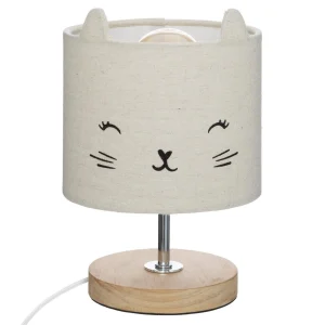 Lampada per gatti per bambini Atmosphera in cotone e legno grigio