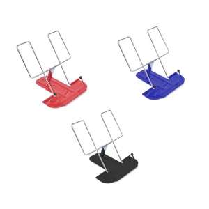 Supporto da scrivania in metallo a 3 inclinabili, supporto per libri pieghevole portatile Supporto per tablet nero Supporto per documenti-16 x 16,3 x 17 cm