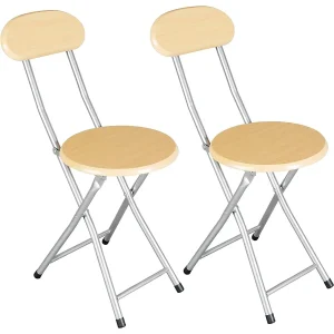 Sgabelli da cucina pieghevoli – Sedia pieghevole in metallo e legno – Sedia adatta per interni ed esterni – Alta. 74 cm x Diametro. Ø30 cm