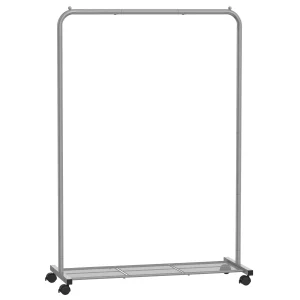 SONGMICS Appendiabiti Burro, Appendiabiti con Ruote, Appendiabiti in Metallo, Barra Appendiabiti Larga 91 cm, con Ripiano, 2 Ruote Bloccabili, Barra Superiore Supporta fino a 40 kg,