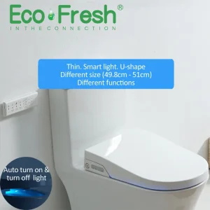 EcoFresh D a forma di U sedile Intelligente wc Elettrico Bidet copertura astuta della copertura della luce di notte intelligente bidet spruzzatore di calore pulito e asciutto massaggio