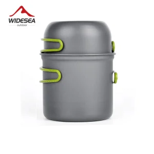 Widesea Utensili da cucina da campeggio ultraleggeri Stoviglie da esterno Set di pentole Escursionismo Picnic Viaggi Piatti turistici Forniture Attrezzature