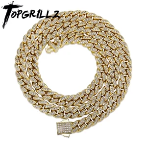 TOPGRILLZ 8mm Miami catena a maglia cubana In oro bianco Micro pavimenta zirconi cubici gioielli Hip Hop Rock catena regalo per uomo donna