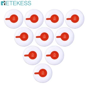 Retekess 10 pz TD009 Pulsante di chiamata wireless Insegante Ristorante Cercapersone Cafe Impermeabile per Clinica di anziani per T114 /TD108 /TD106